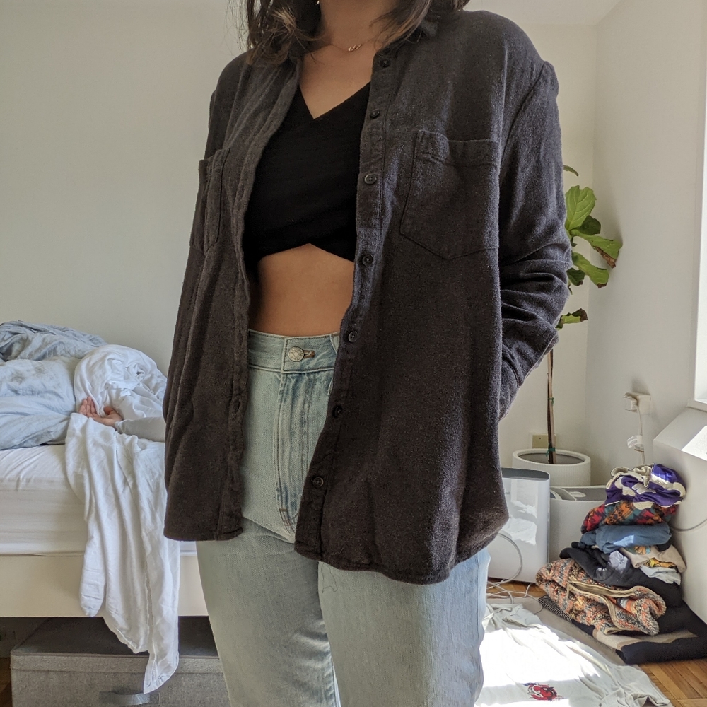 Madewell oversized ex-boyfriend grey flannel